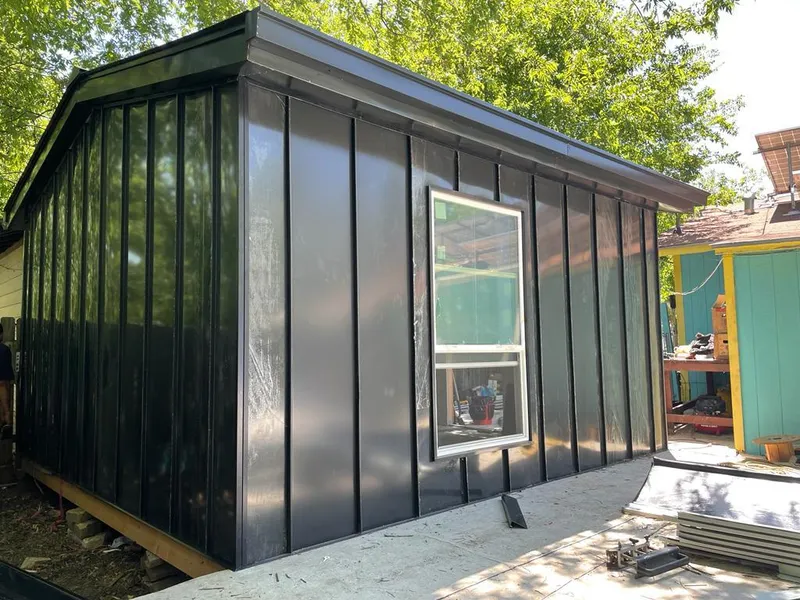 Black standing seam metal wall panels for Metal Roof Installation in Ware