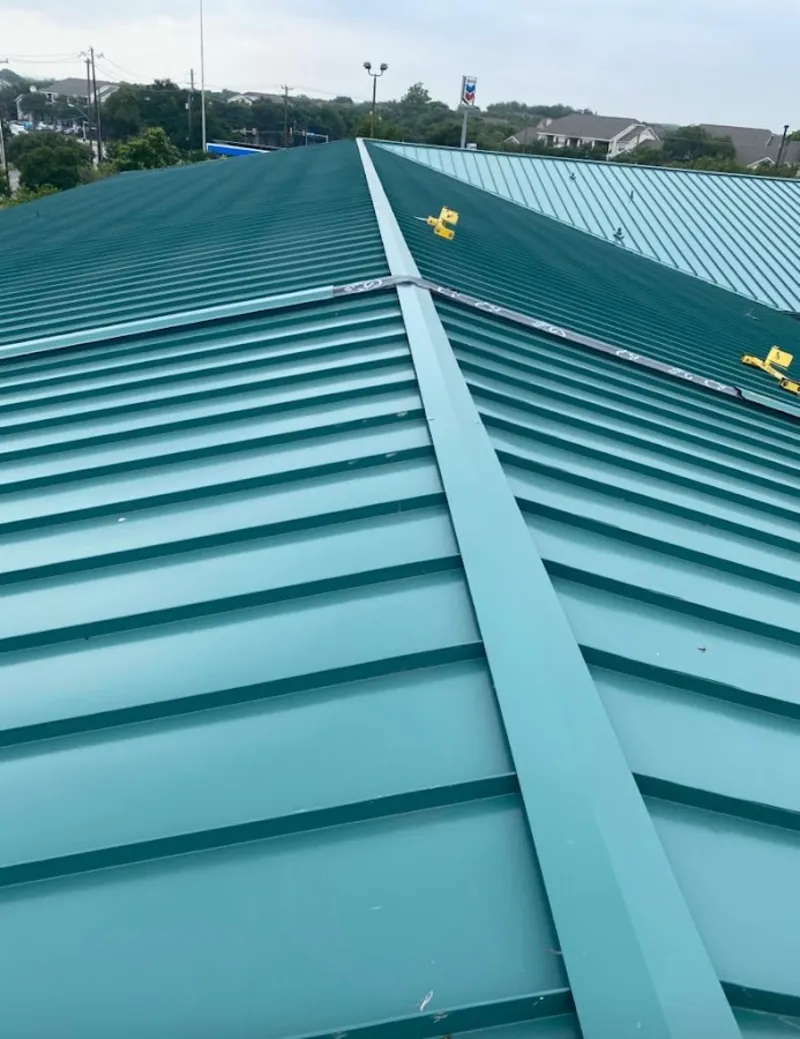 Green commercial metal roof ridge and valley for Metal Roof Repair in Ware
